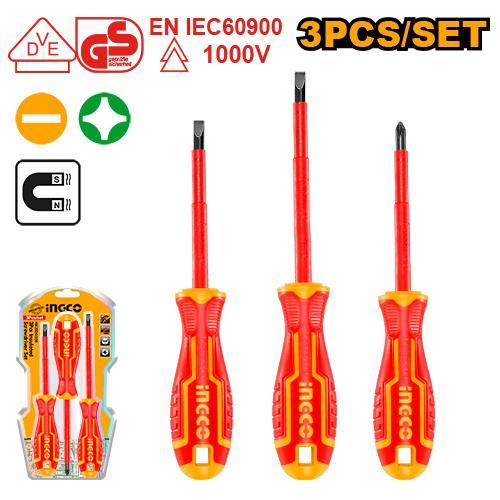 Ingco HKISD0308 3 Pcs Insulated Screwdriver Set