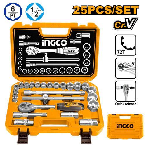 Ingco HKTS12251 25 Pcs 1/2" Socket Set
