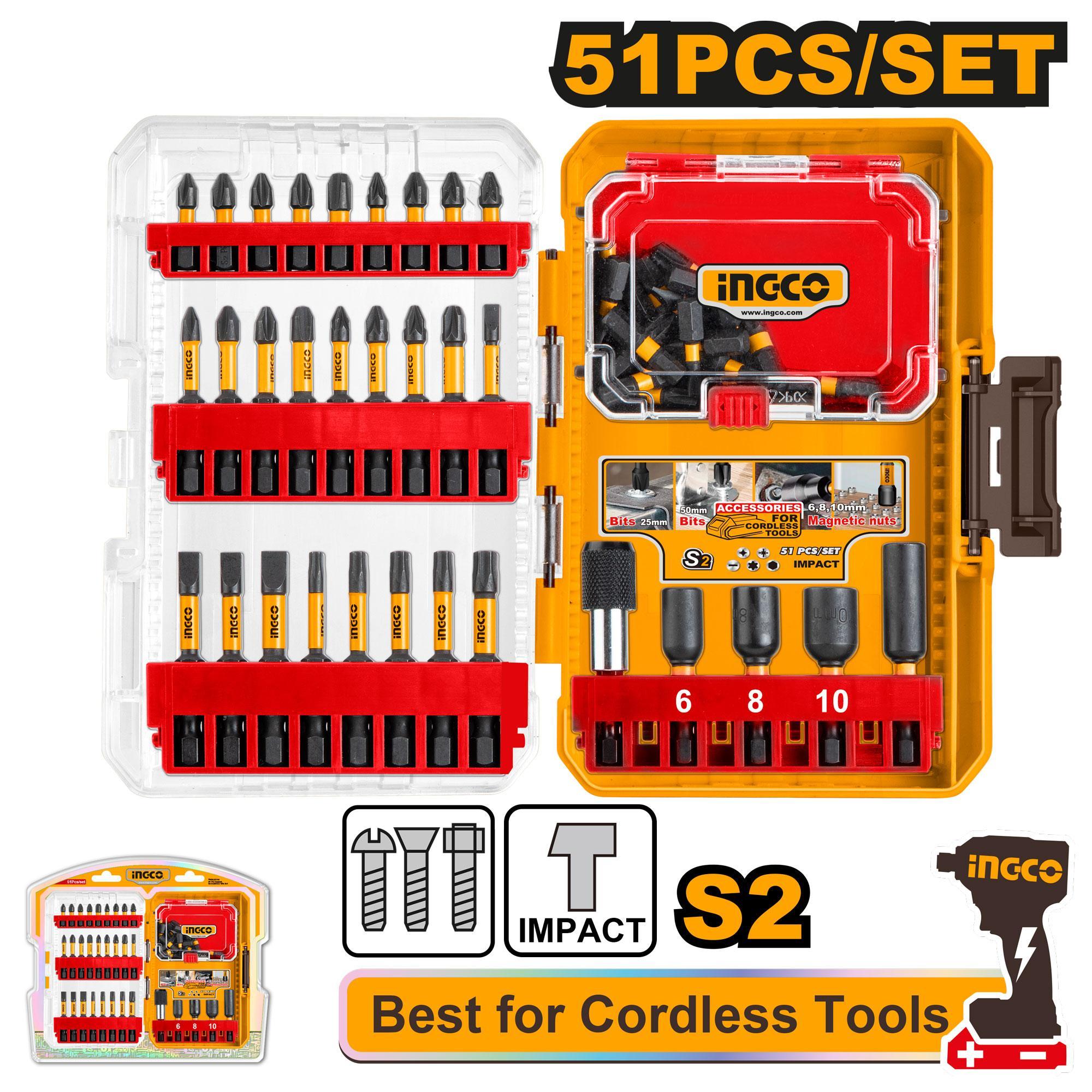 Ingco AKDL25106 51 Pcs Impact Screwdriver Bits Set
