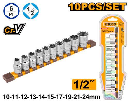 Ingco HKTS12103 10 Pcs 1/2" Socket Set