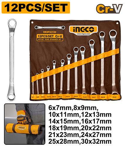 Ingco HKSPA3142 12pcs Offset Ring Spanner Set