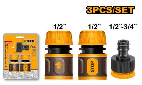 Ingco HHCS03122 3 Pcs Hose Quick Connectors Set