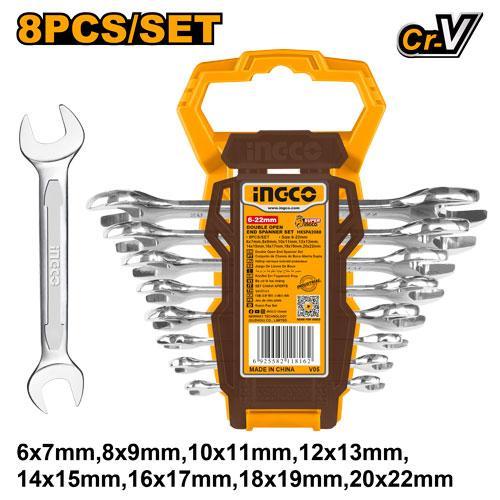 Ingco HKSPA2088 8pcs Double Open End Spanner Set