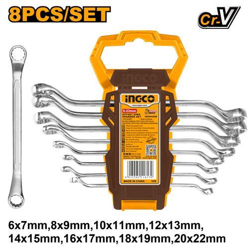 Ingco HKSPA3088 8pcs Offset Ring Spanner Set