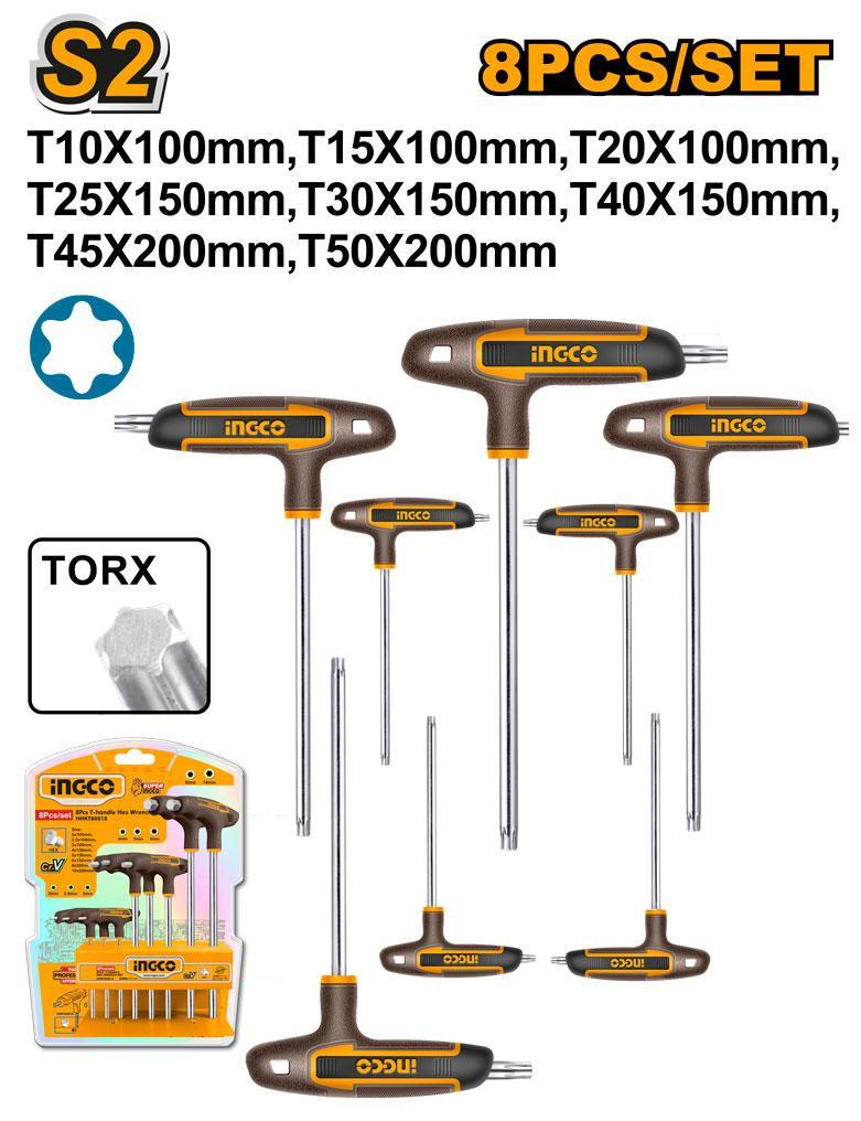 Ingco HHKT80838 8 Pcs T-handle Torx Wrench Set