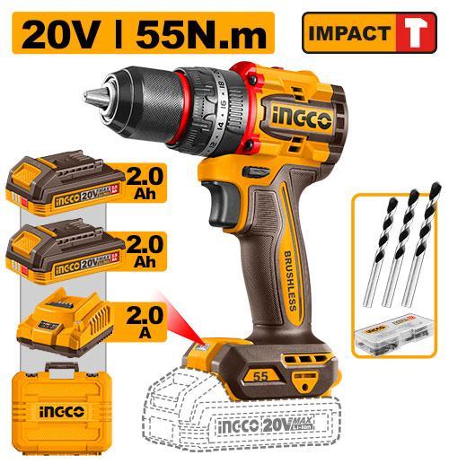Ingco CIDLI20558 Compact Brushless Cordless Impact Drill