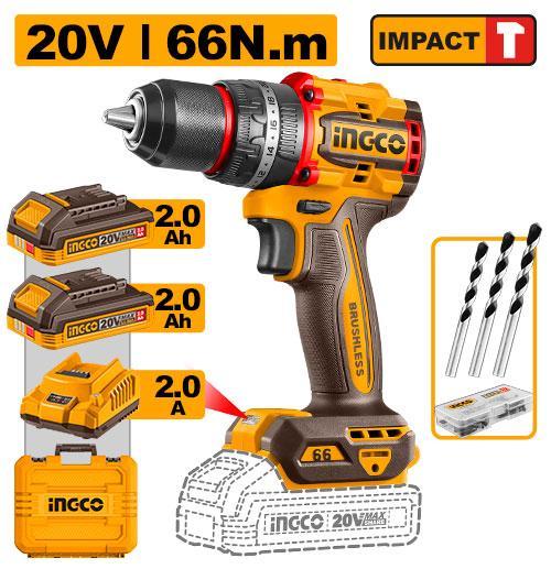 Ingco CIDLI20668 Compact Brushless Cordless Impact Drill