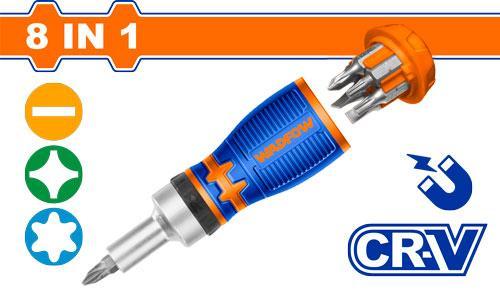 Wadfow WSS8608 8 In 1 Stubby Ratchet Screwdriver Set