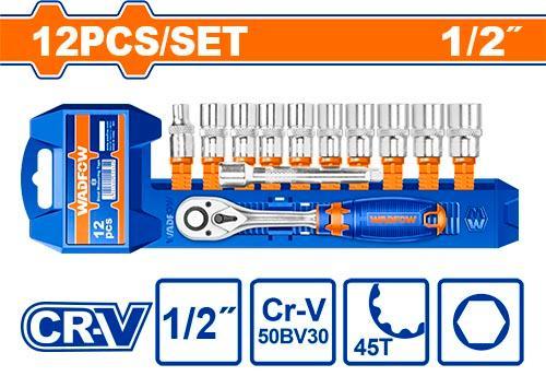 Wadfow WST2212 12 Pcs 1/2" Socket Set