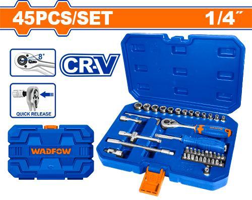 Wadfow WST4D45 45 Pcs 1/4" Socket Set